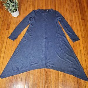 Willi Smith Blue Jersey Knit Dress Stretch Lounge A-Line Casual Long Sleeve XS